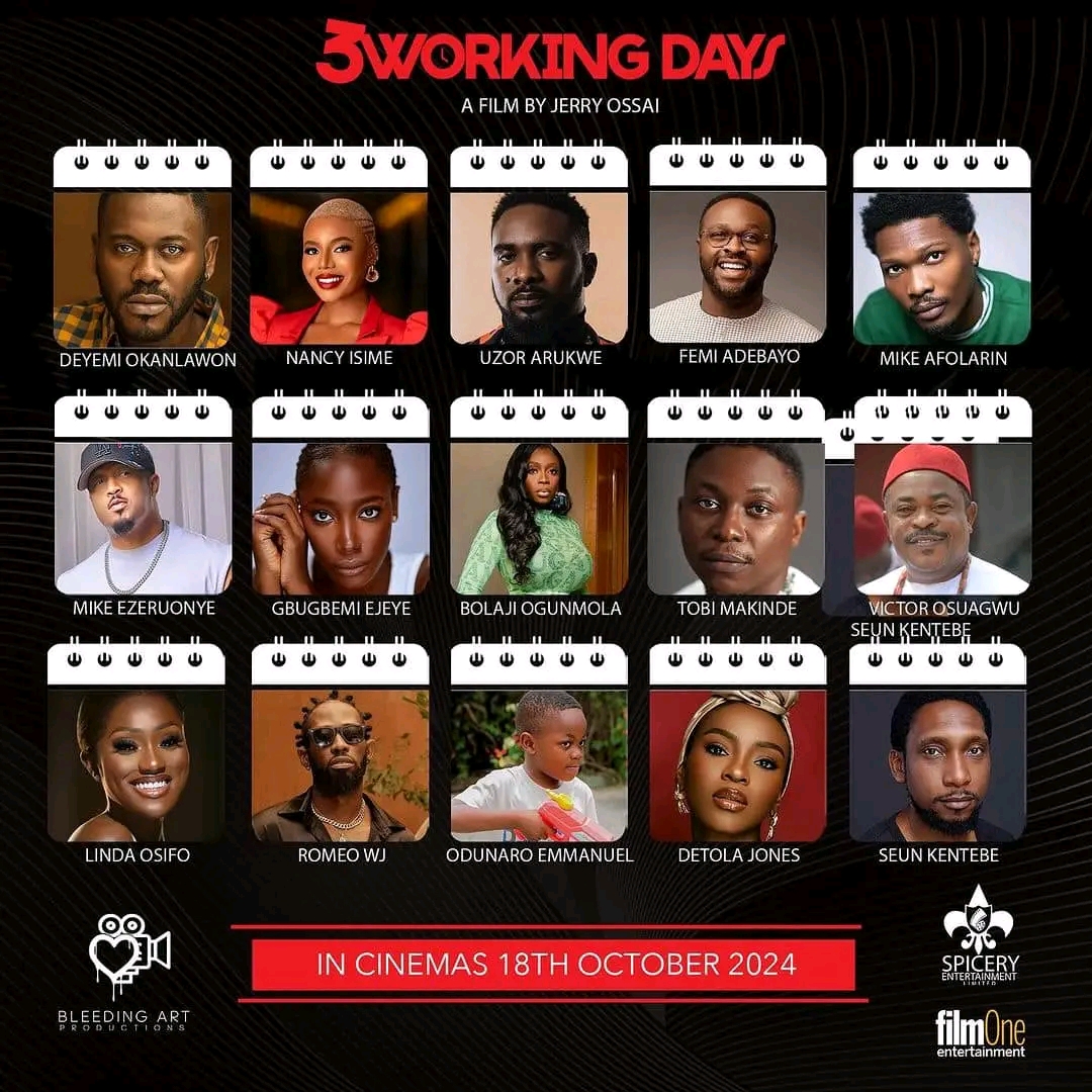 All-Star Cast Revealed for Jerry Ossai's Upcoming Nollywood Film 3 Working Days